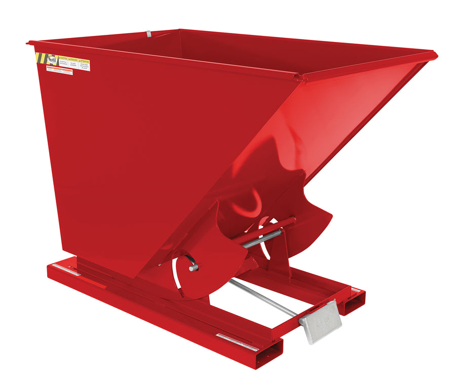 1-1/2 CuYd 70 Degree Medium Duty Self Dumping Hopper w/ Bumper Release - Red