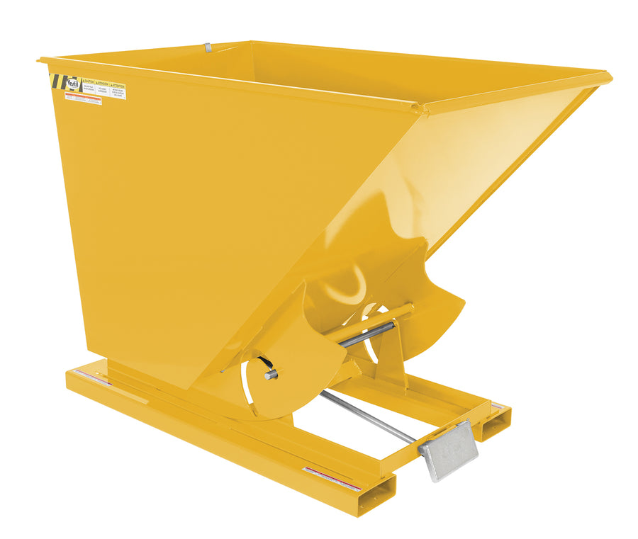 1-1/2 CuYd 70 Degree Medium Duty Self Dumping Hopper w/ Bumper Release - Yellow