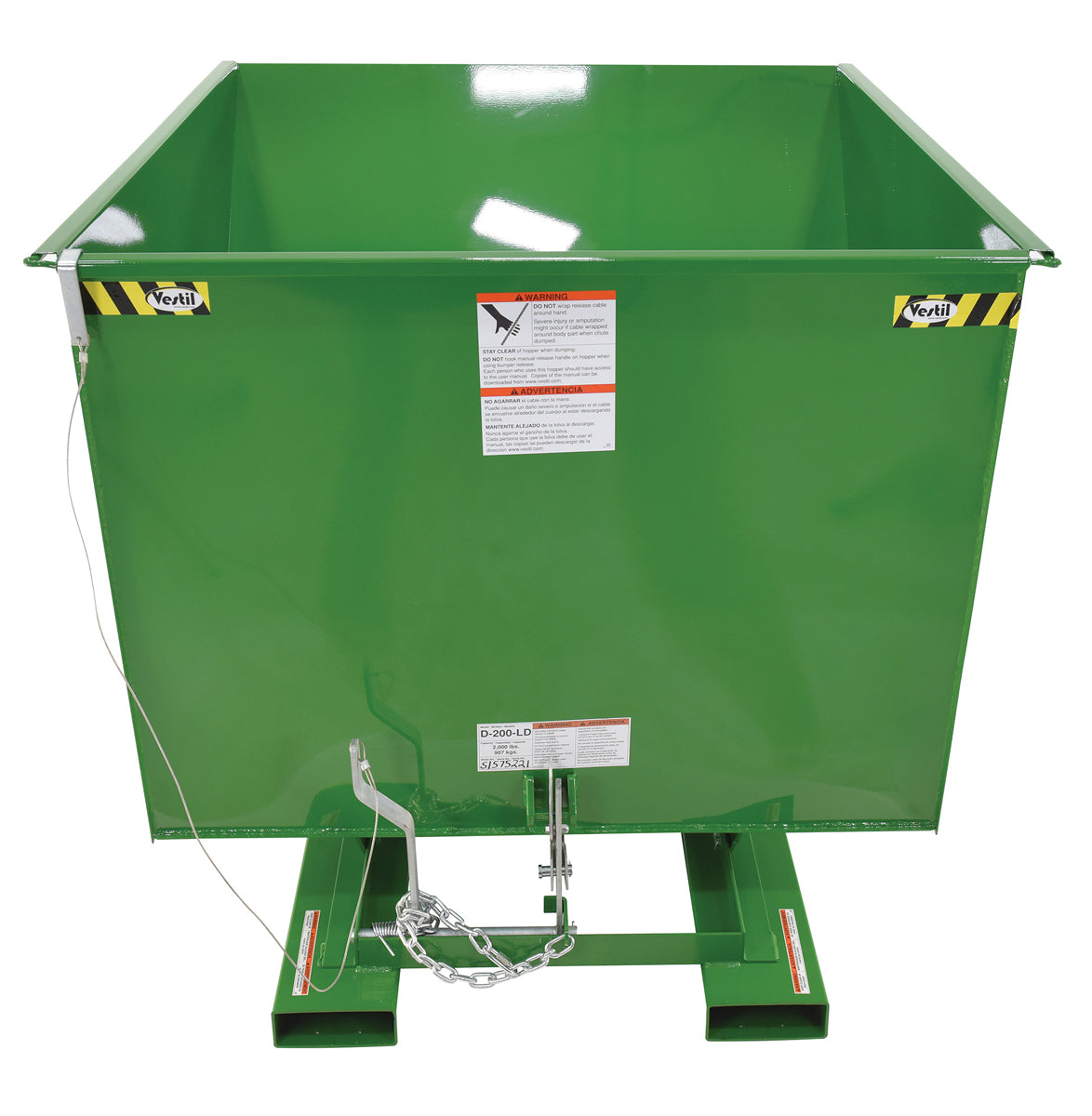 2 CuYd 70 Degree Medium Duty Self Dumping Hopper w/ Bumper Release - Green
