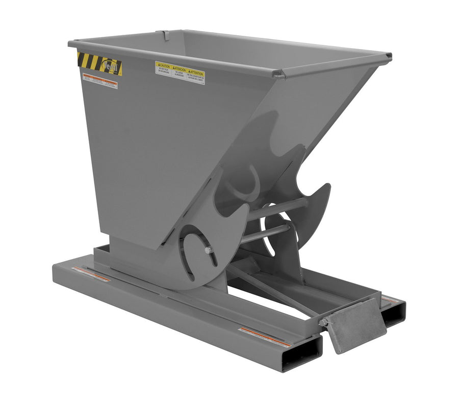 1/4 CuYd 70 Degree Light Duty Self Dumping Hopper w/ Bumper Release - Gray