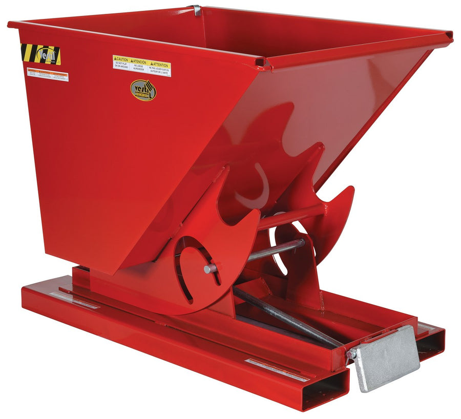 1/4 CuYd 70 Degree Medium Duty Self Dumping Hopper w/ Bumper Release - Red