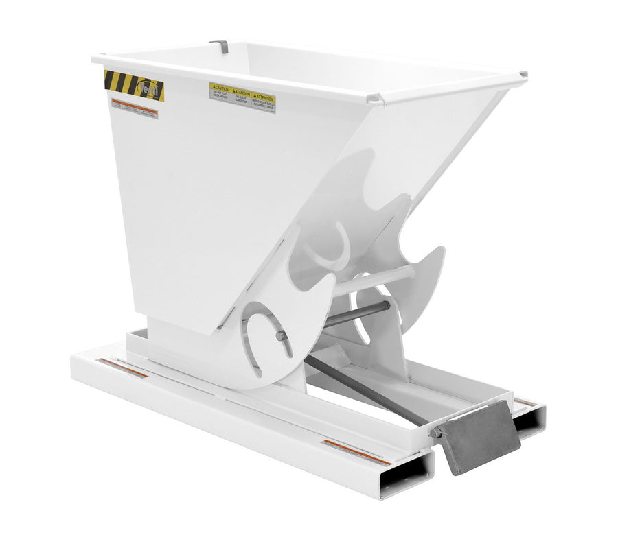 1/4 CuYd 70 Degree Medium Duty Self Dumping Hopper w/ Bumper Release - White