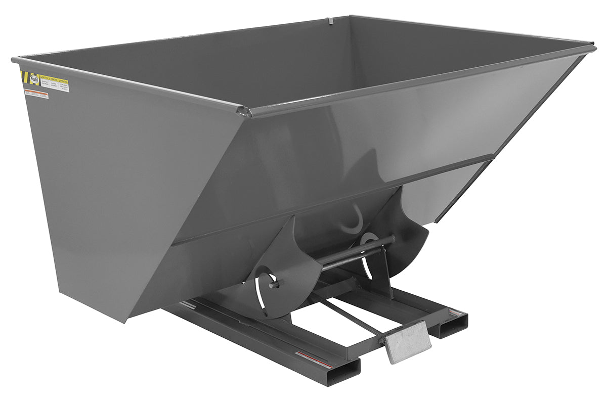 3 CuYd 70 Degree Light Duty Self Dumping Hopper w/ Bumper Release - Gray