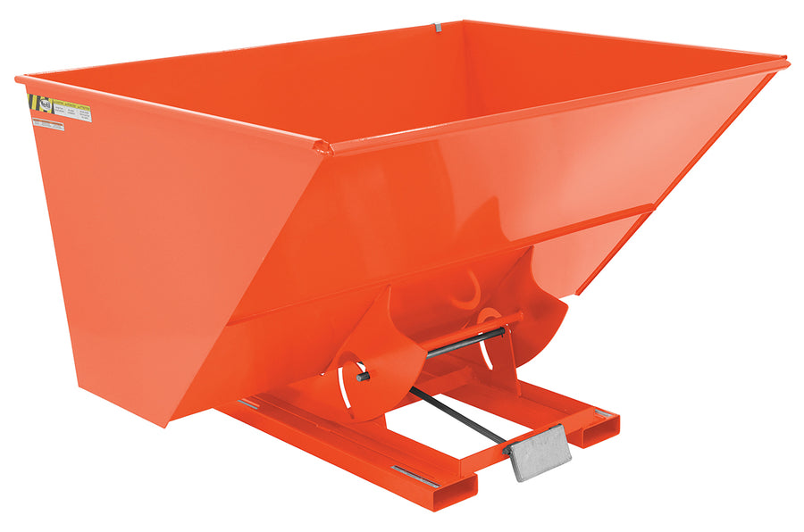 3 CuYd 70 Degree Medium Duty Self Dumping Hopper w/ Bumper Release - Orange