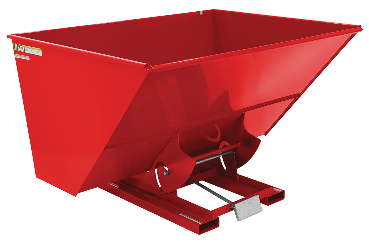 3 CuYd 70 Degree Medium Duty Self Dumping Hopper w/ Bumper Release - Red