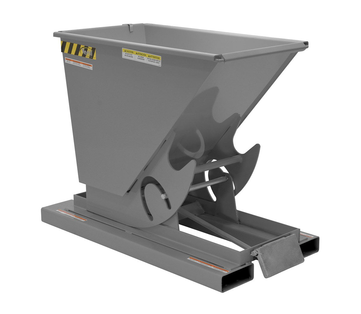 1/3 CuYd 70 Degree Light Duty Self Dumping Hopper w/ Bumper Release - Gray