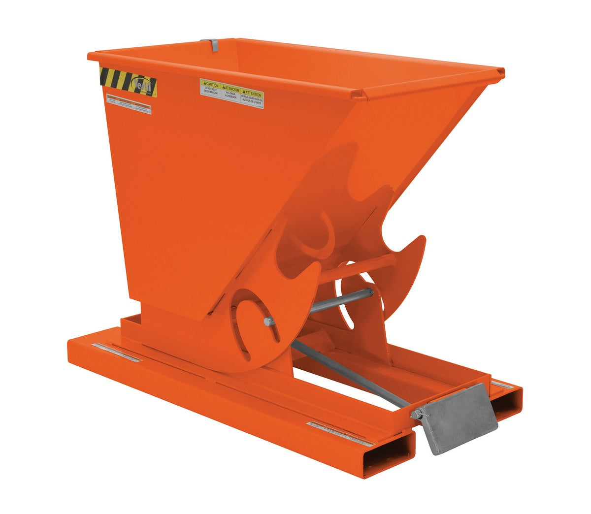 1/3 CuYd 70 Degree Light Duty Self Dumping Hopper w/ Bumper Release - Orange