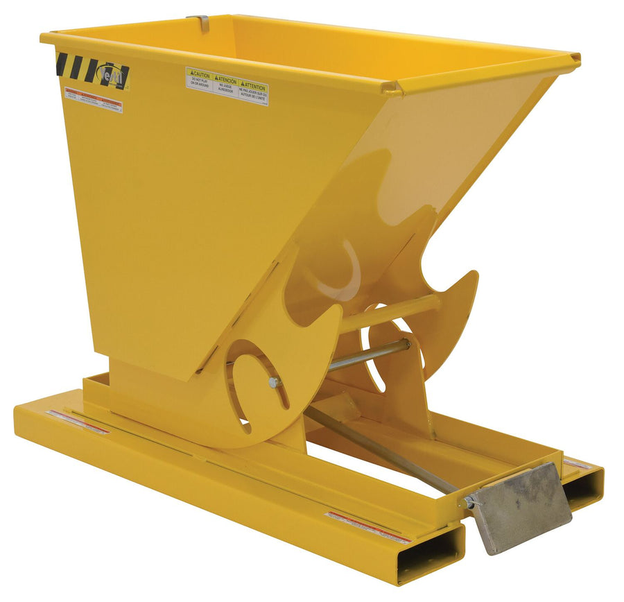 1/3 CuYd 70 Degree Medium Duty Self Dumping Hopper w/ Bumper Release - Yellow