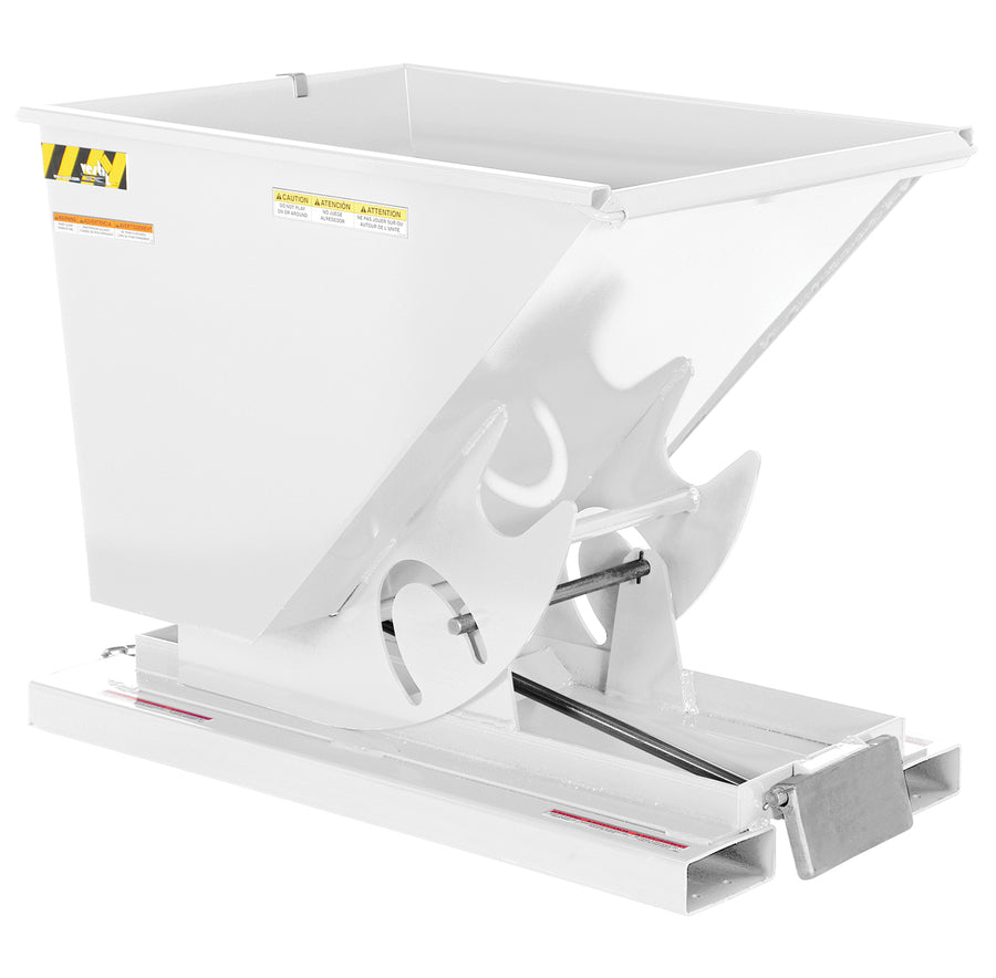 1/2 CuYd 70 Degree Light Duty Self Dumping Hopper w/ Bumper Release - White