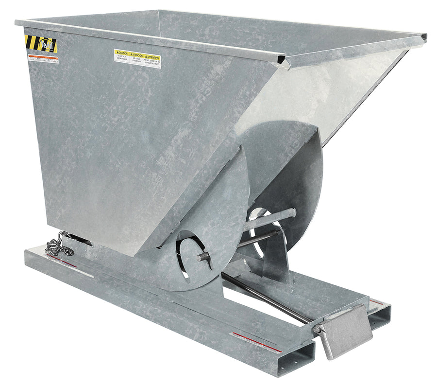 3/4 CuYd 70 Degree Heavy Duty Self Dumping Hopper w/ Bumper Release - Galvanized
