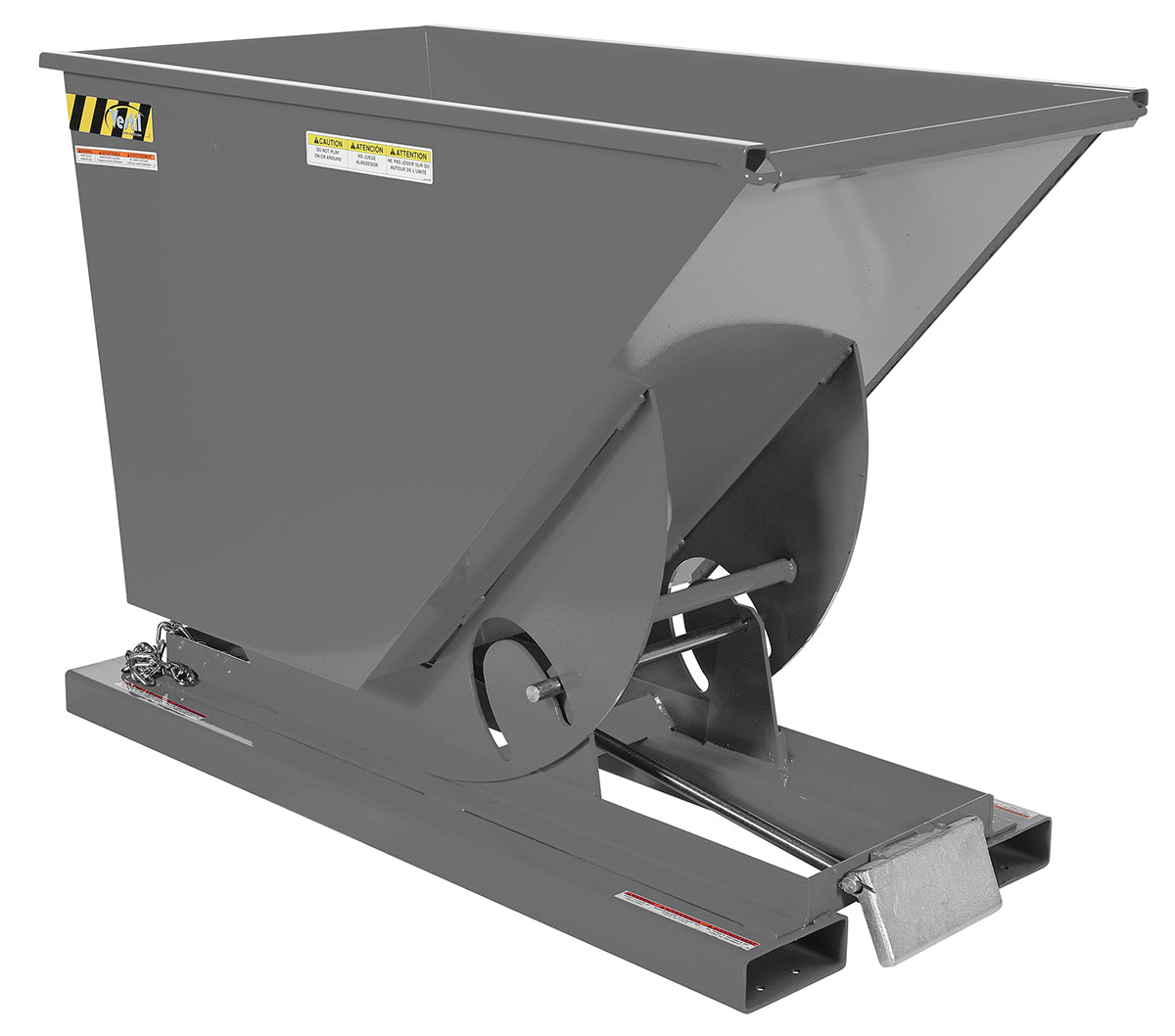 3/4 CuYd 70 Degree Heavy Duty Self Dumping Hopper w/ Bumper Release - Gray