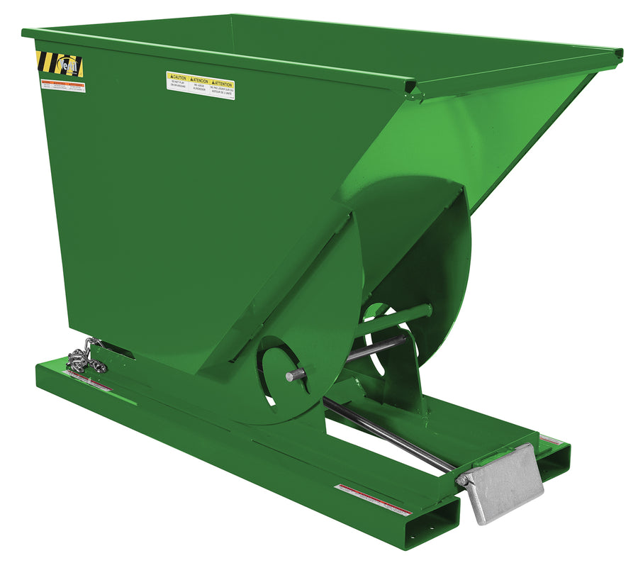 3/4 CuYd 70 Degree Light Duty Self Dumping Hopper w/ Bumper Release - Green