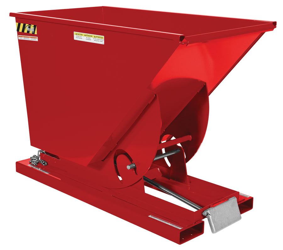 3/4 CuYd 70 Degree Light Duty Self Dumping Hopper w/ Bumper Release - Red