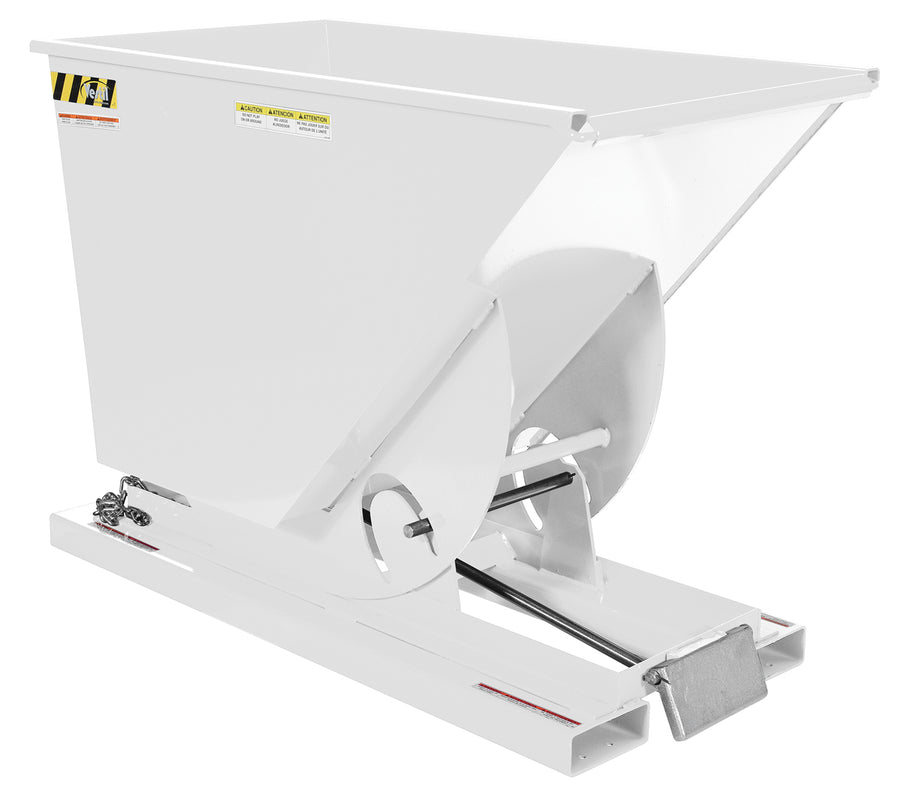 3/4 CuYd 70 Degree Light Duty Self Dumping Hopper w/ Bumper Release - White