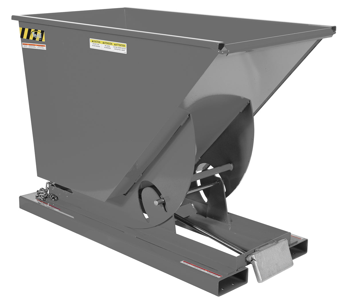3/4 CuYd 70 Degree Medium Duty Self Dumping Hopper w/ Bumper Release - Gray