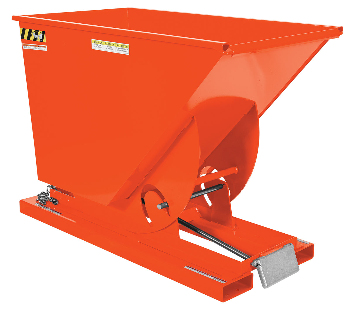 3/4 CuYd 70 Degree Medium Duty Self Dumping Hopper w/ Bumper Release - Orange