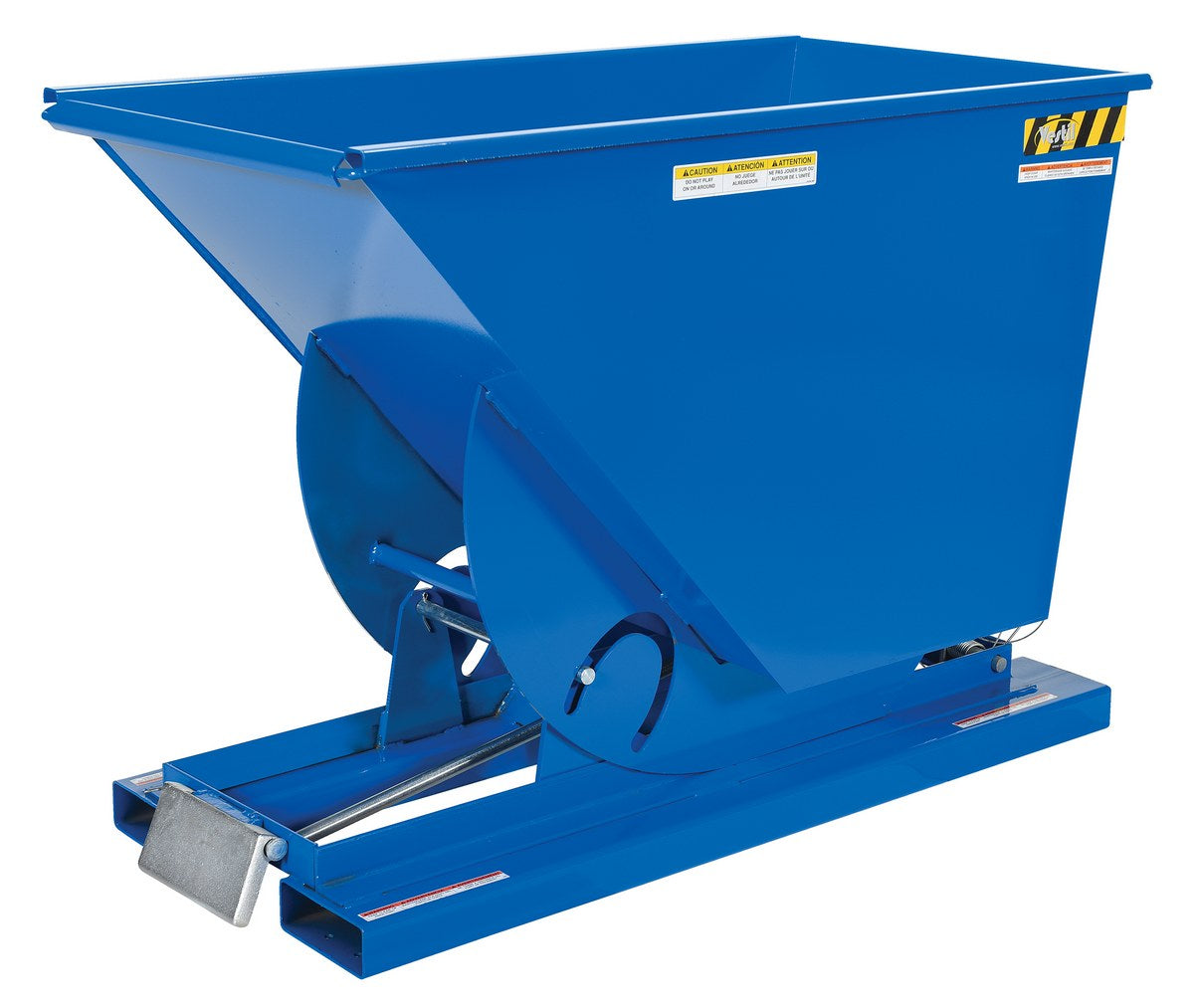 3/4 CuYd 70 Degree Medium Duty Self Dumping Hopper w/ Bumper Release - Blue