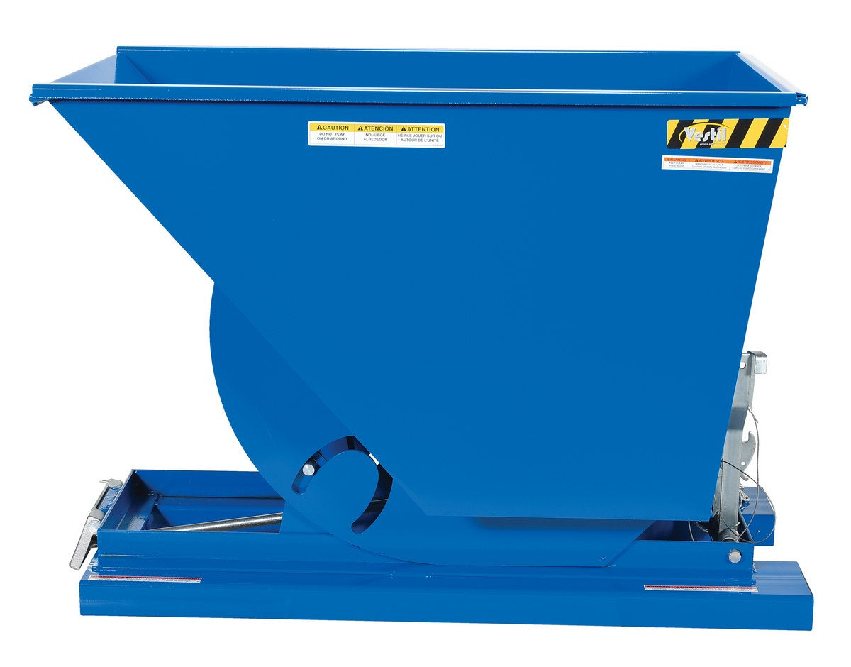 3/4 CuYd 70 Degree Medium Duty Self Dumping Hopper w/ Bumper Release - Blue