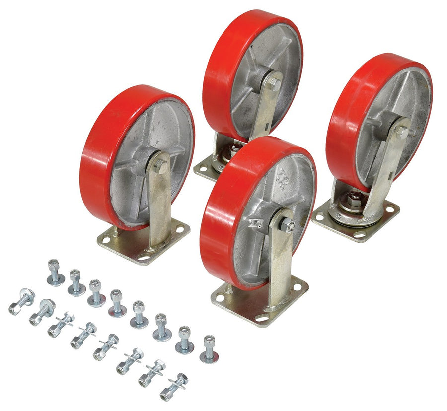8"X2" POLY-ON-STEEL CASTER KIT 5000# CAP