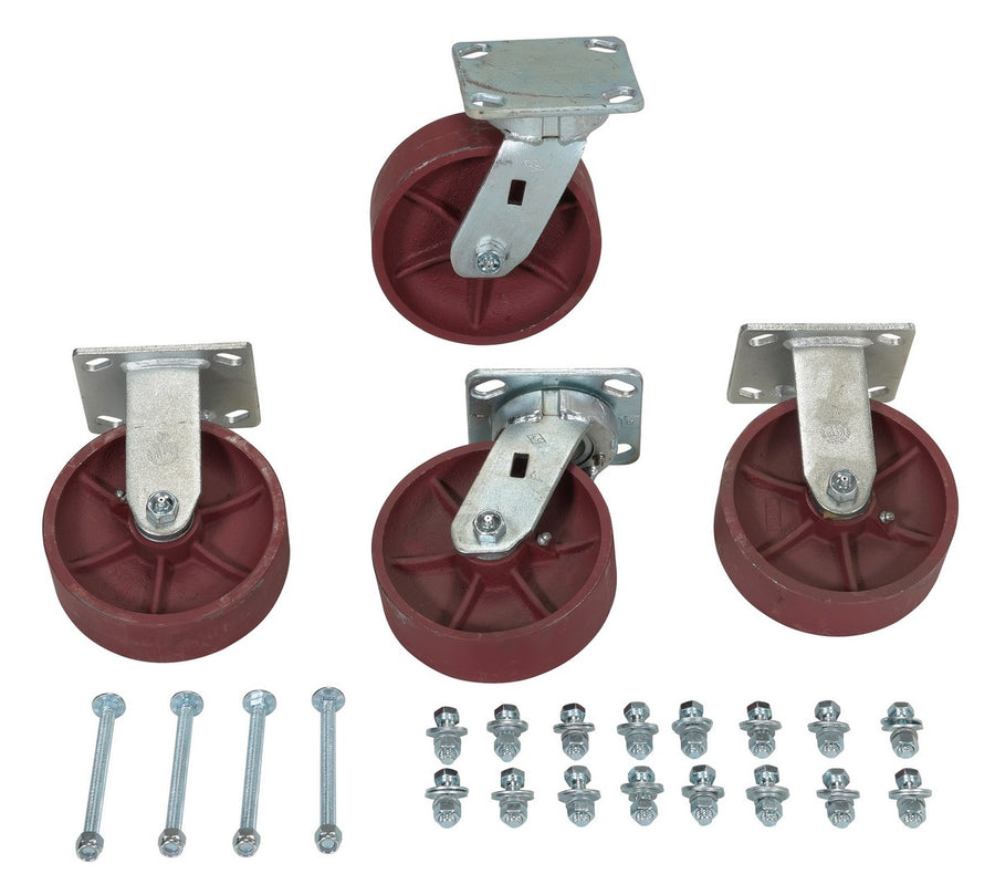 6"X2" DUCTILE STEEL CASTER KIT 8000# CAP