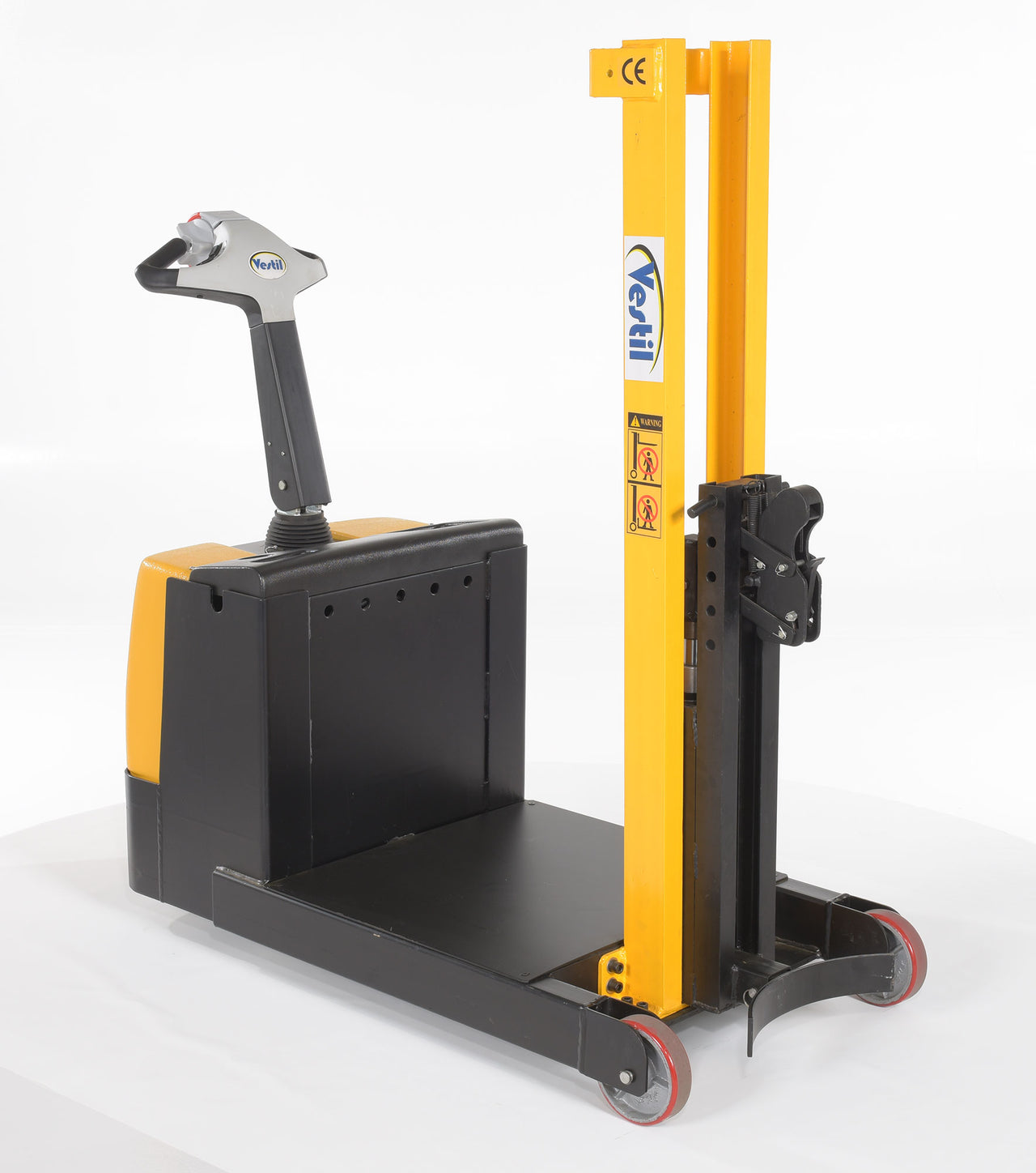 Steel Powered Drive Powered Lift Counter Balanced Drum Stacker 24V 57 In. x 26 In. x 58 In. 700 Lb. Capacity Yellow