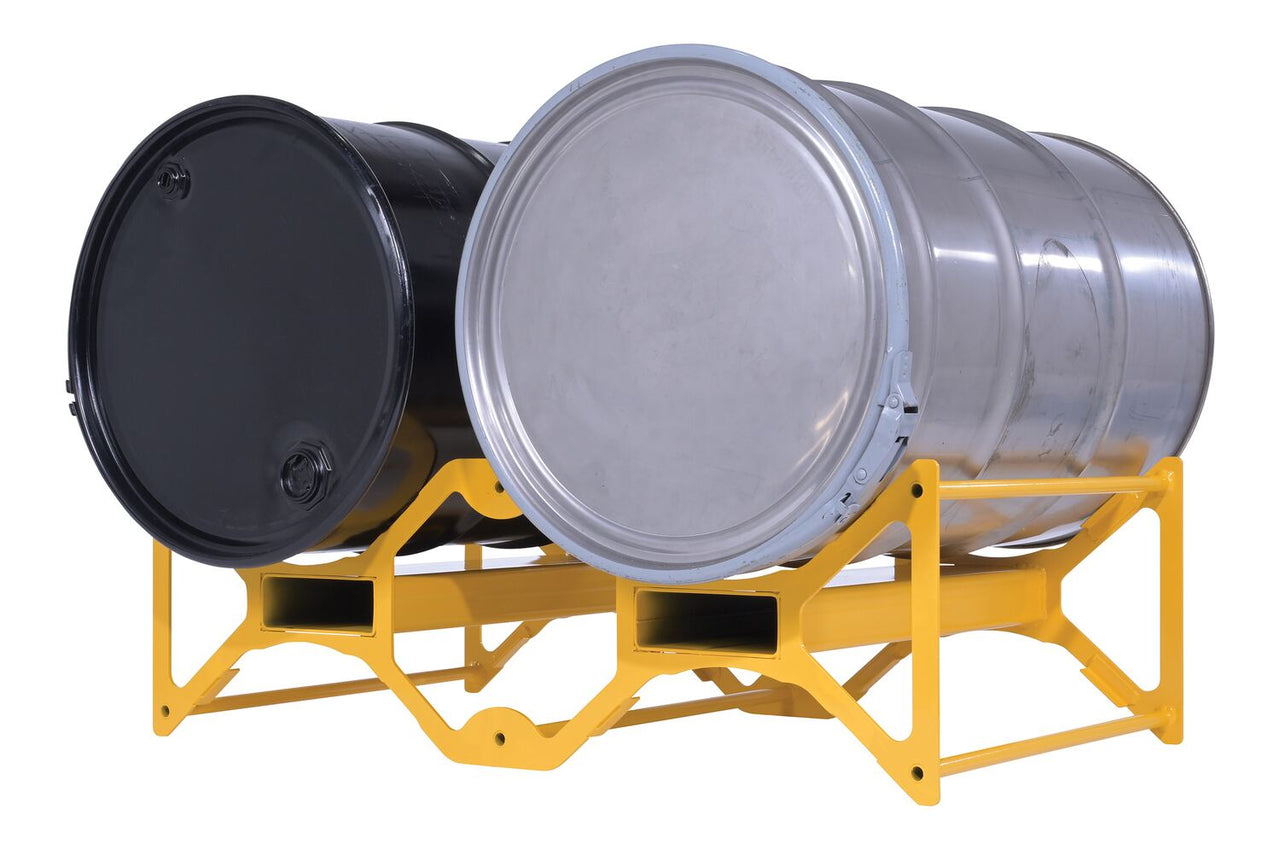 Steel Drum Rack With Fork Pockets 30 or 55 Gallon 27 In. x 48 In. x 15 In. 2400Lb. Capacity Yellow