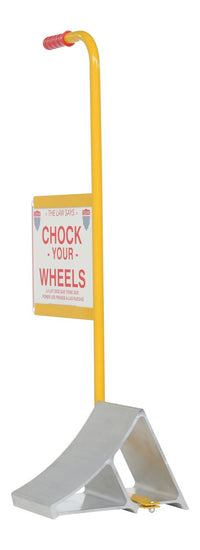 Thumbnail for Vestil Aluminum Wheel Chock with Handle & Sign