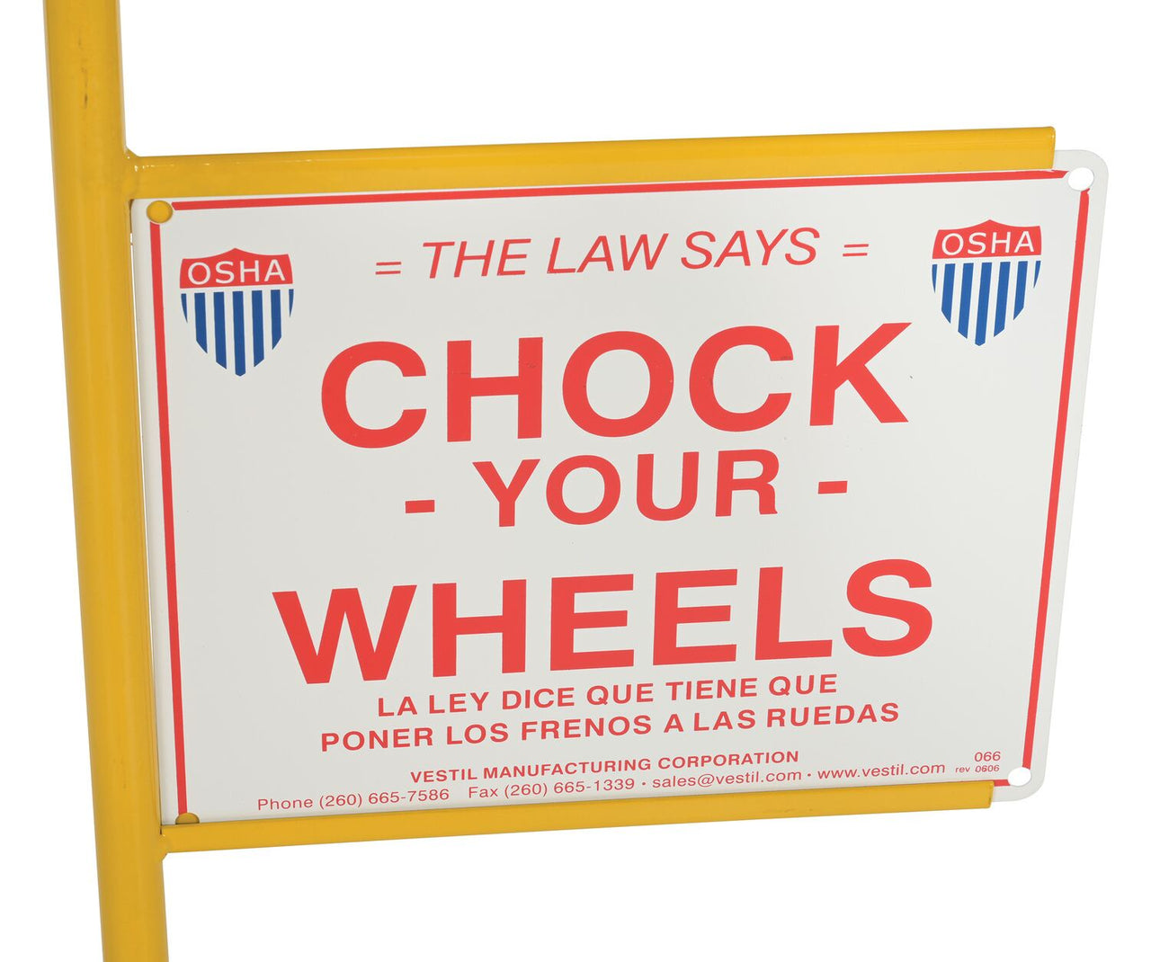 Vestil Aluminum Wheel Chock with Handle & Sign