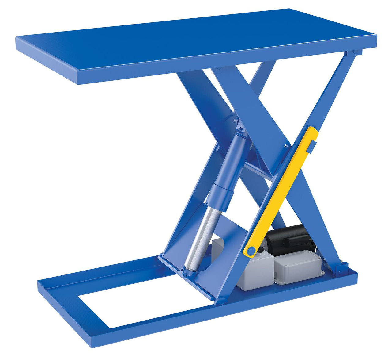 Steel Economical Electric Hydraulic Lift Table 24 In. x 48 In. 2000 Lb. Capacity Blue