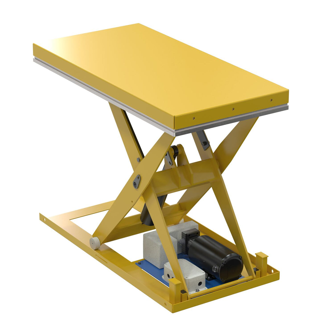 Steel Electric Hydraulic Scissor Table 24"x48" With Internal Power Unit 1,500 Lb. Capacity Yellow