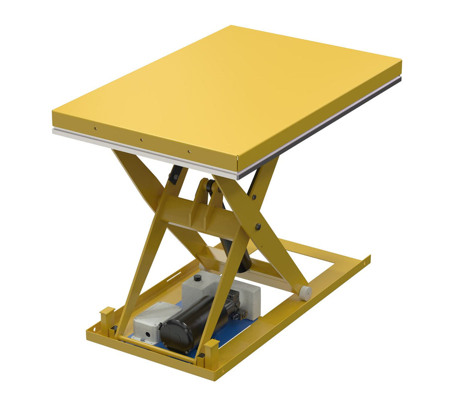 Steel Electric Hydraulic Scissor Table 32"x48" With Internal Power Unit 1,500 Lb. Capacity Yellow