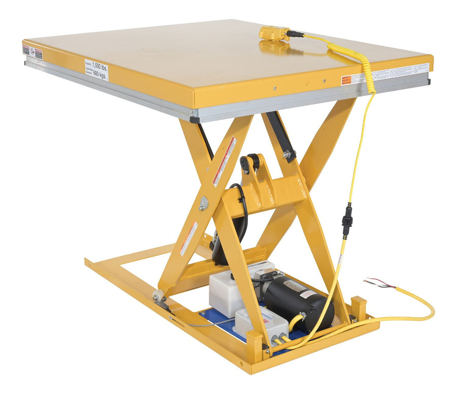 Steel Electric Hydraulic Scissor Table 40"x48" With Internal Power Unit 1,500 Lb. Capacity Yellow