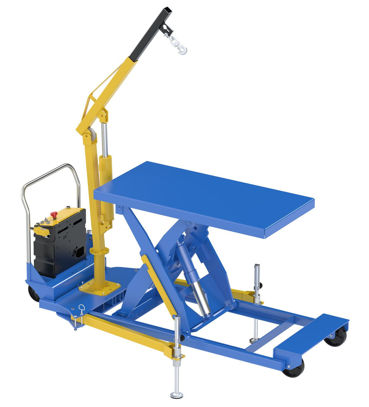 Steel Portable Lift Table 115 Volt 1 Phase 30 In. x 60 In. With 2K Lb Attached Hoist Capacity Blue