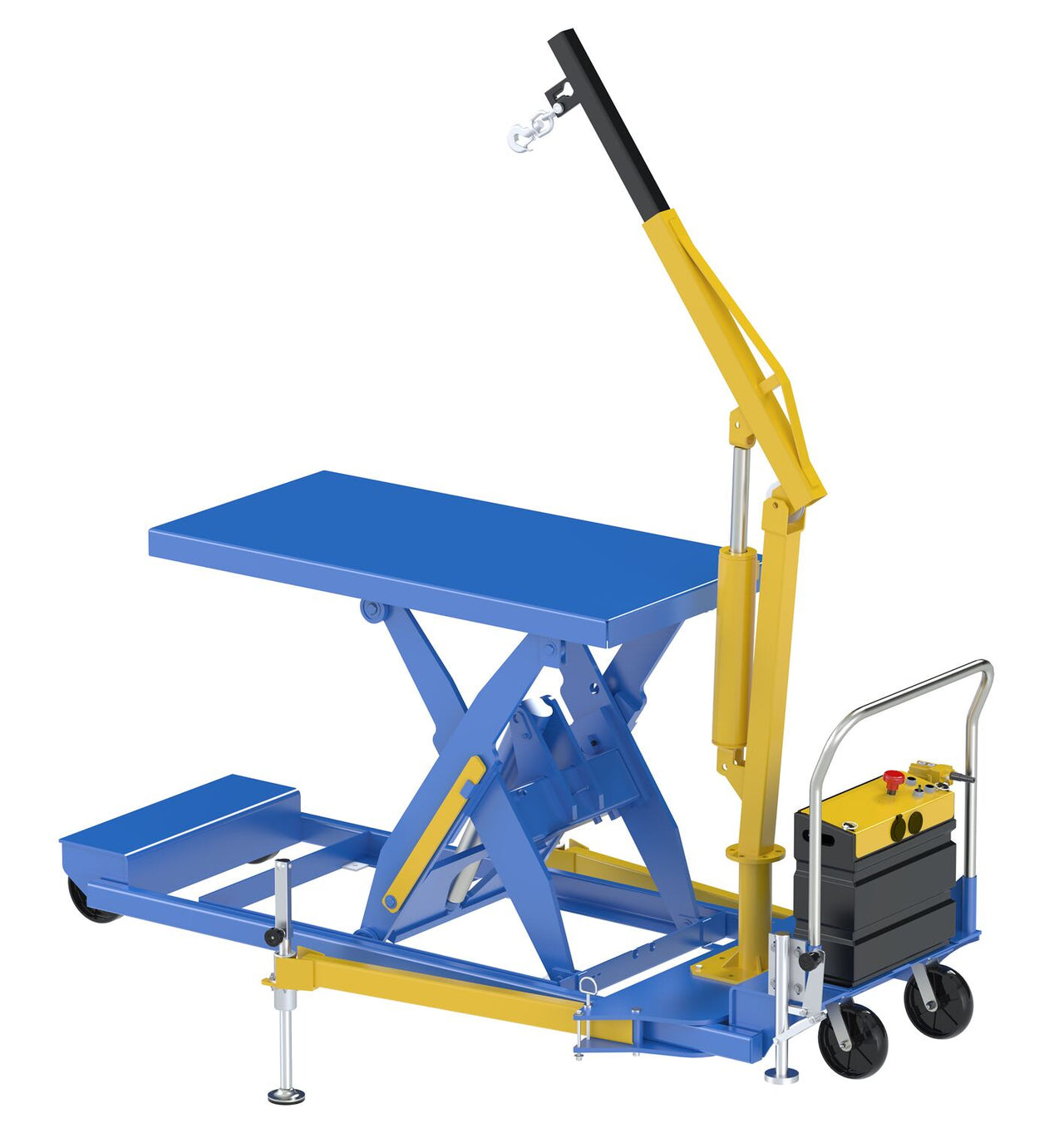 Steel Portable Lift Table 115 Volt 1 Phase 30 In. x 60 In. With 2K Lb Attached Hoist Capacity Blue