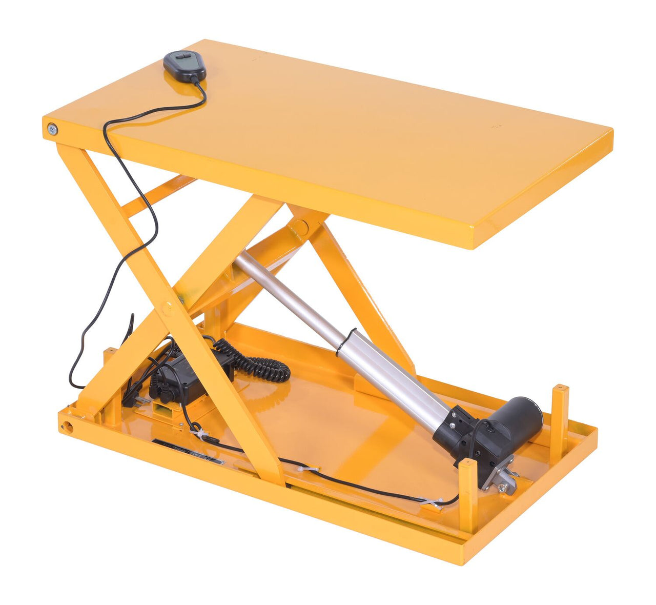 Steel Electric Linear Actuated Scissor Lift Table 27-3/4 In. x 15-3/4 In. x 15 In. 200 Lb. Capacity Yellow