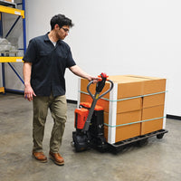 Thumbnail for Vestil Steel Electric Pallet Truck With Powered Brakes 27 In. x 45 In. 3,300 Lb. Capacity Black/Red