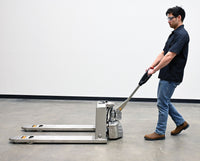 Thumbnail for Vestil Stainless Steel Fully Electric Pallet Truck 27 In. x 63-1/2 In. 3,000 Lb. Capacity Silver