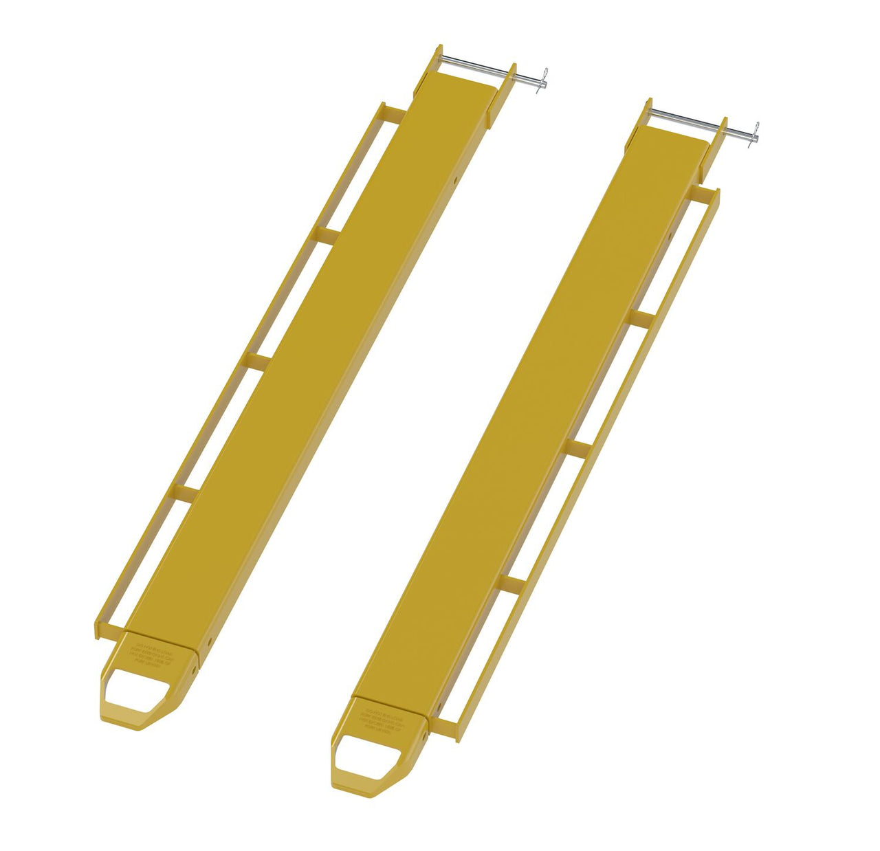 Steel Pin Style Fork Extensions with Load Rails 5" X 72" 4,000 Lb. Capacity Yellow