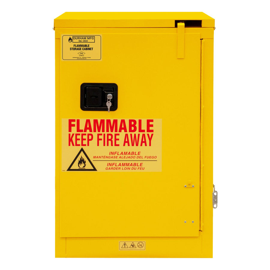 Flammable Self Closing Storage Cabinet 12 Gallon Capacity Yellow