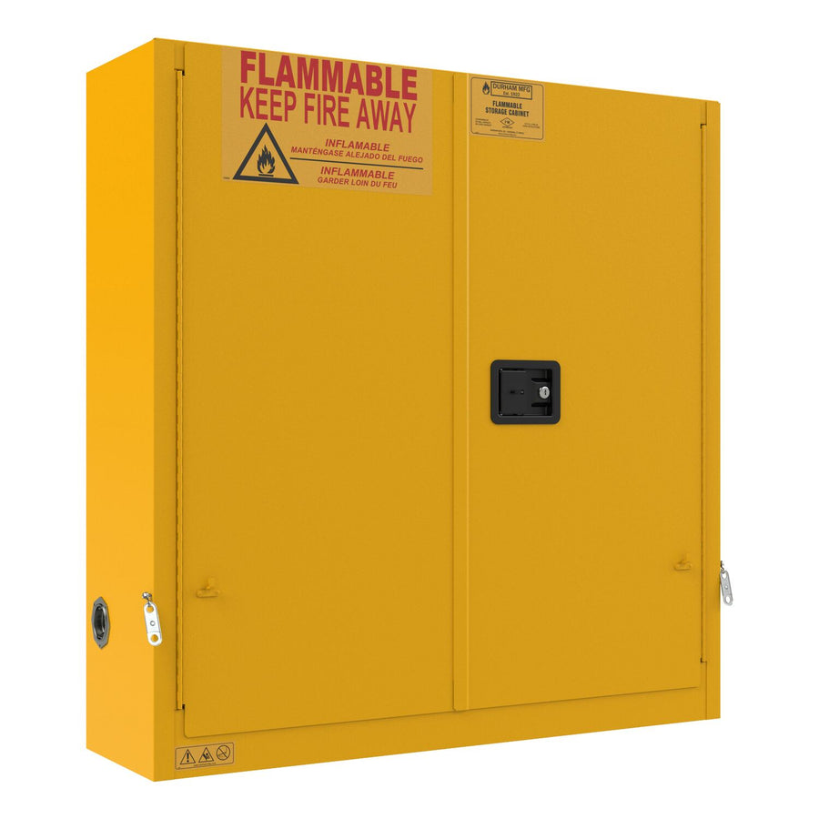 Flammable Self Closing Wall Mount Storage Cabinet 24 Gallon Capacity Yellow