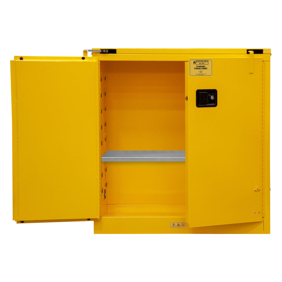 Flammable Self Closing Storage Cabinet 30 Gallon Capacity Yellow