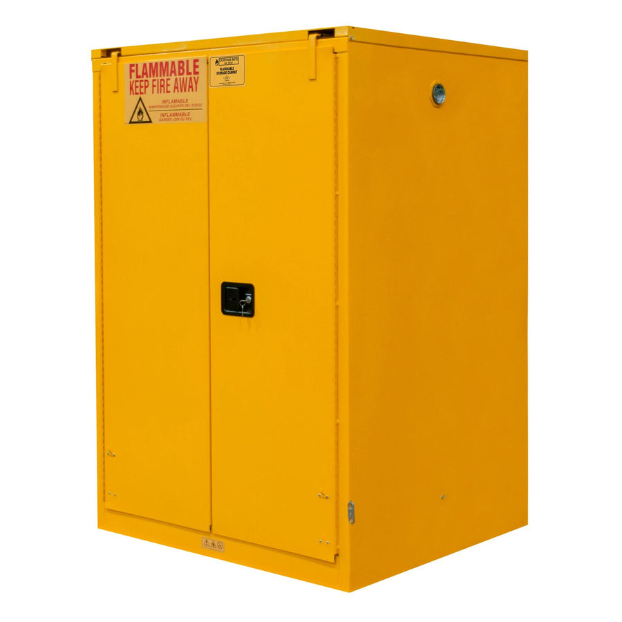 Flammable Self Closing Storage Cabinet 60 Gallon Capacity Yellow