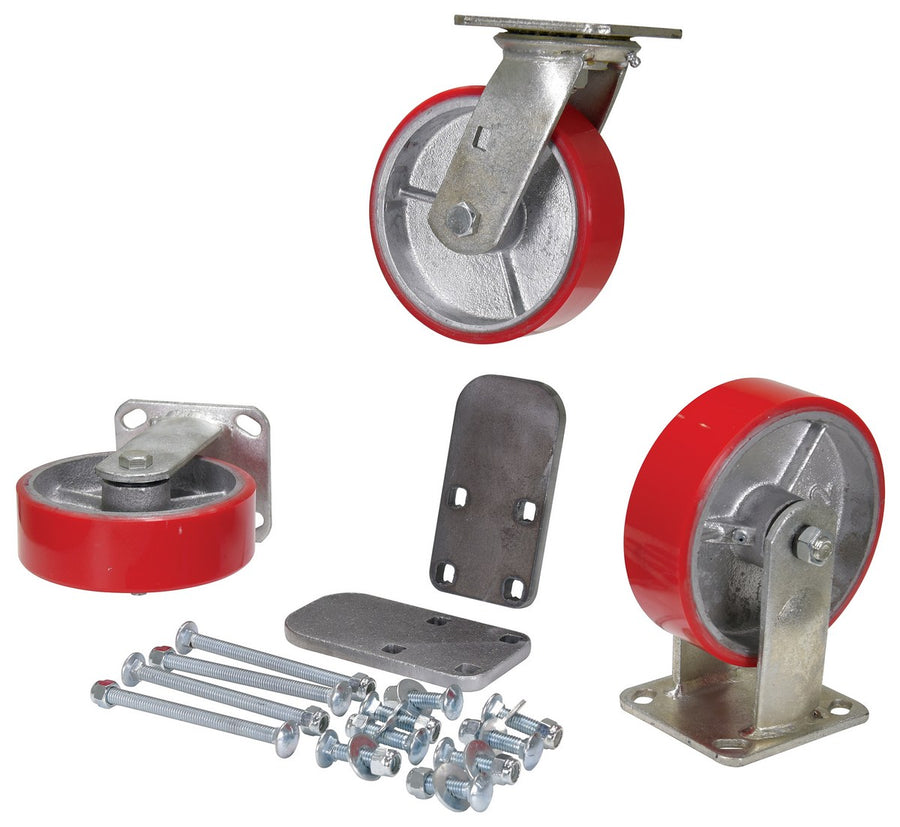 6"X2" POLY-ON-STEEL CASTER KIT 3600# CAP