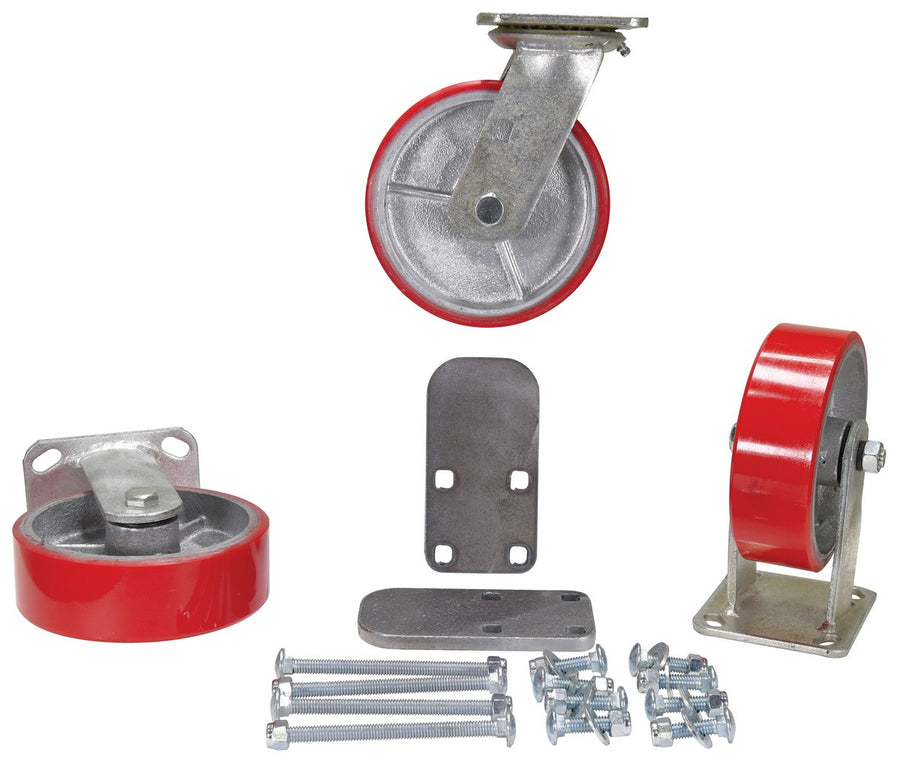 6"X2" POLY-ON-STEEL CASTER KIT 3600# CAP