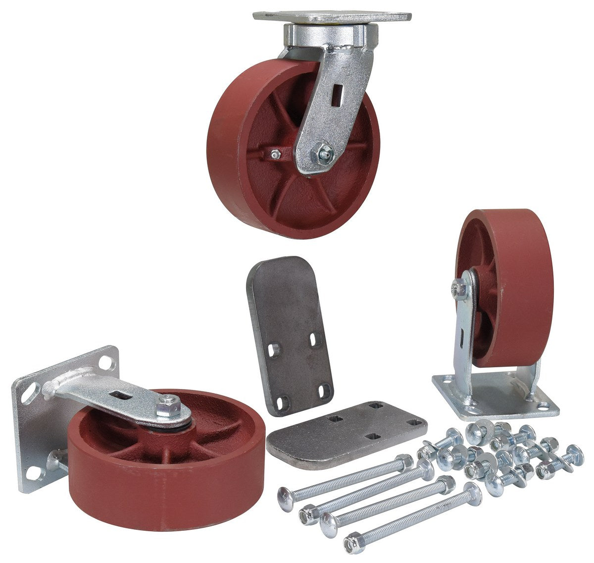 6"X2" DUCTILE STEEL CASTER KIT 6000# CAP
