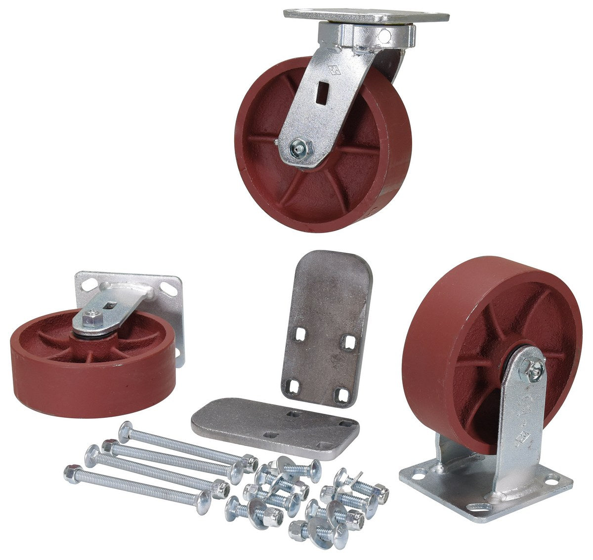 6"X2" DUCTILE STEEL CASTER KIT 6000# CAP