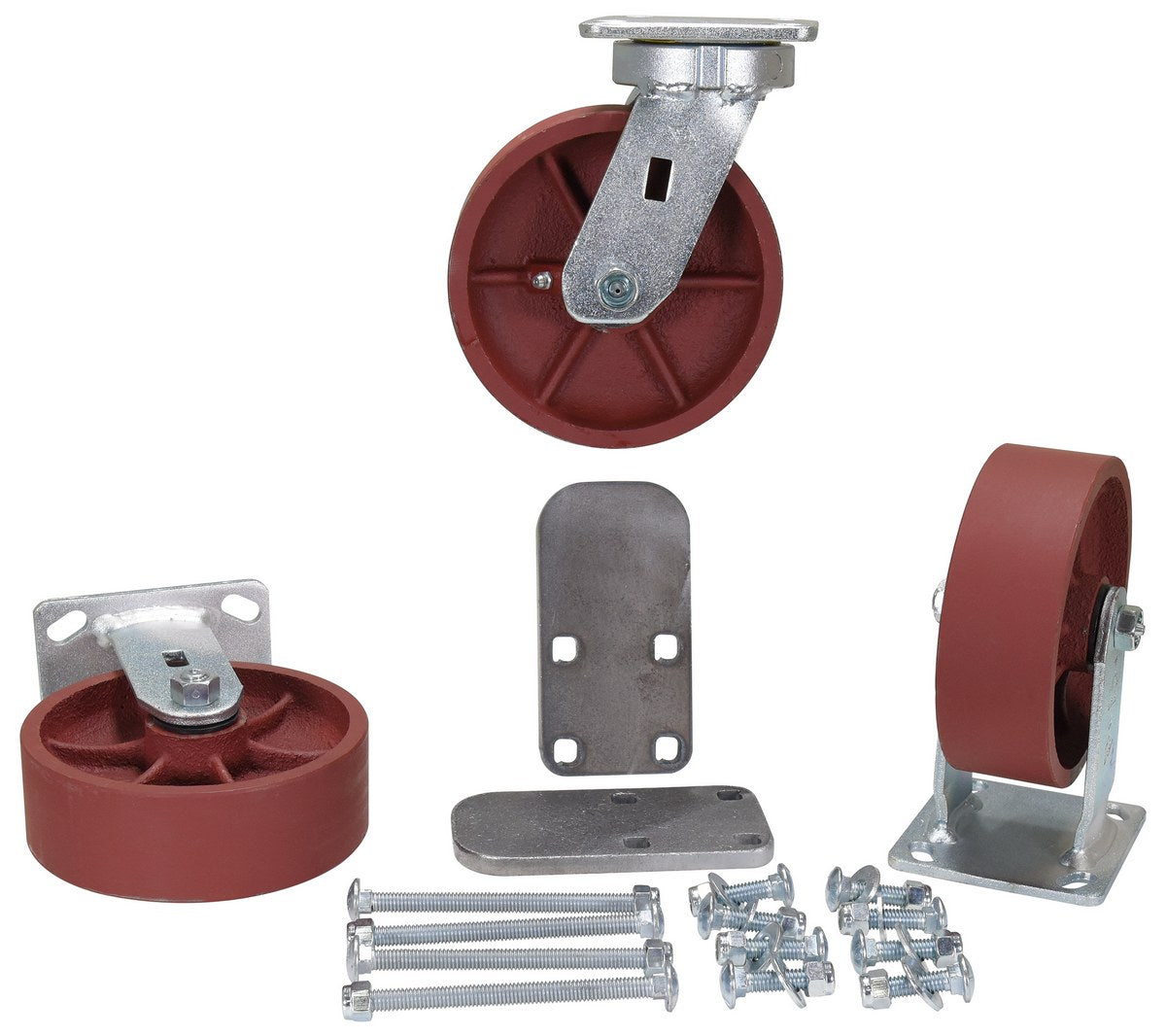 6"X2" DUCTILE STEEL CASTER KIT 6000# CAP