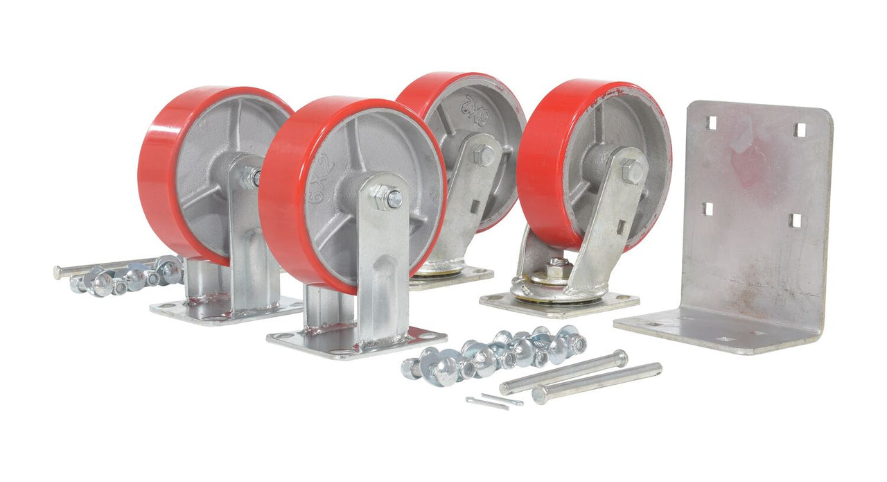 6"X2" POLY-ON-STEEL CASTER KIT 4800# CAP