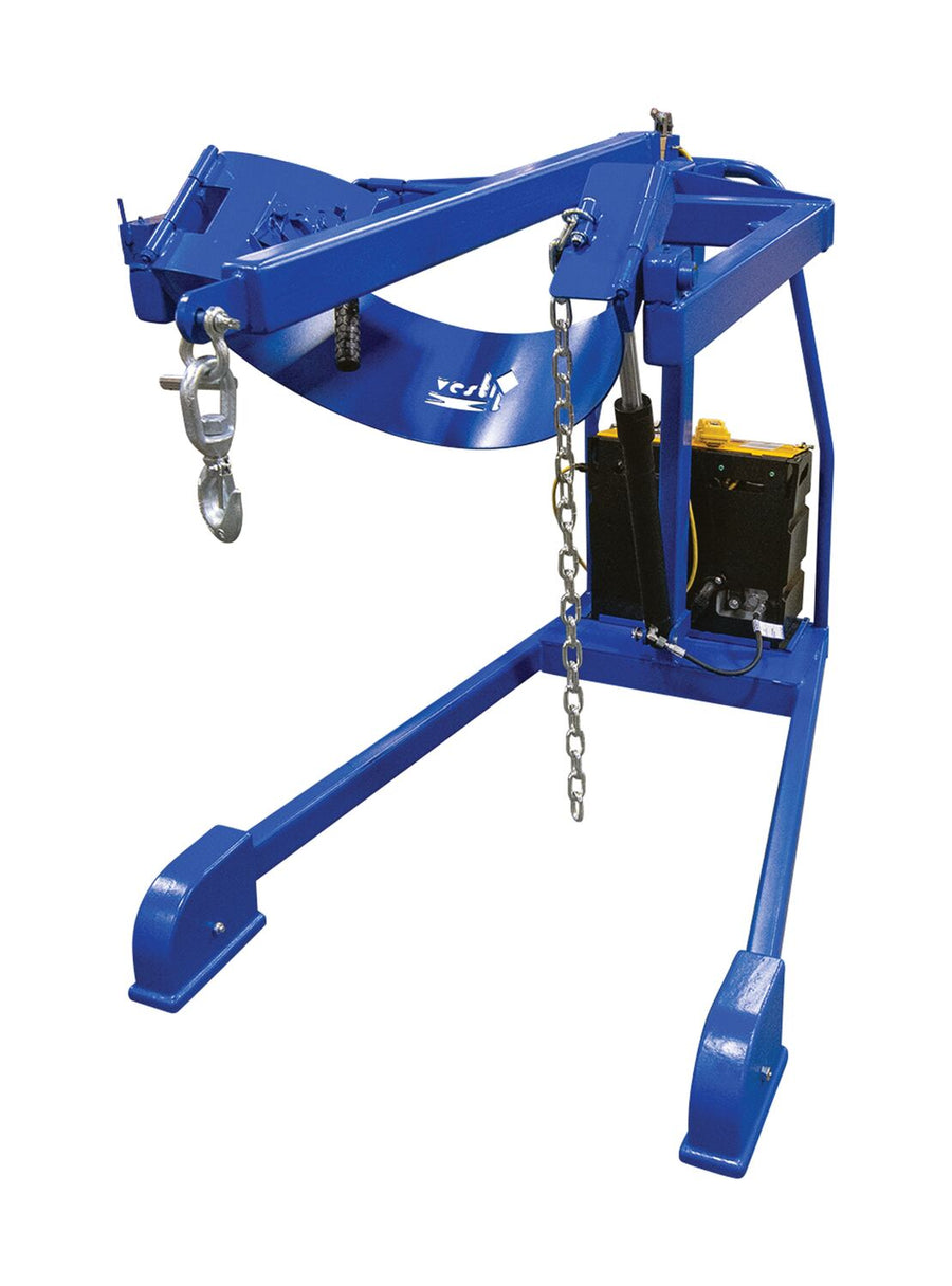 Vestil Portable DC Powered Hydraulic Drum Carrier/Rotator/Boom - 800 lb Capacity, 60" Lift Height - HDC-305-60-DC