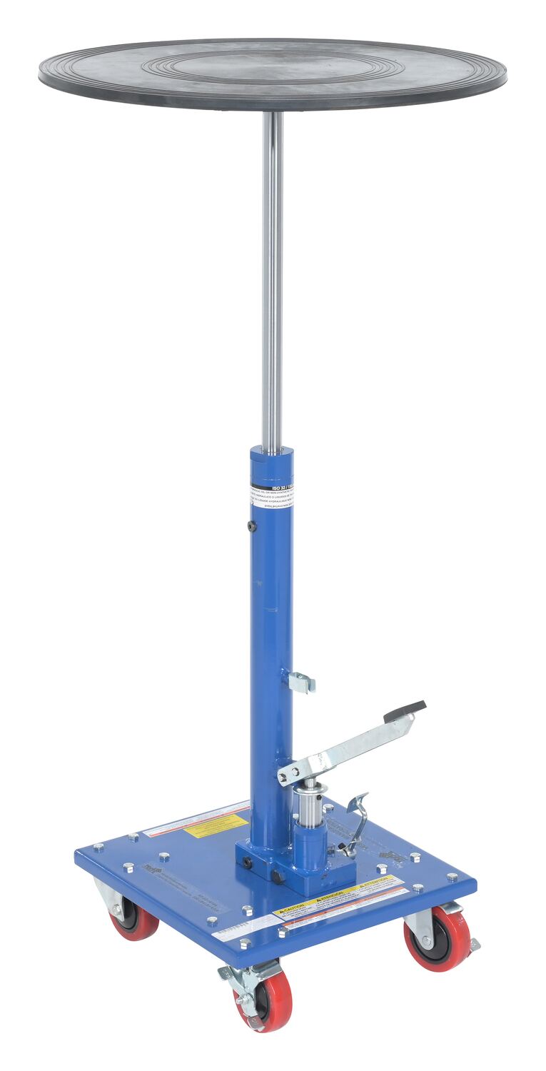 Steel 24" Round Top Hydraulic Post Table 200 Lb. Capacity Blue